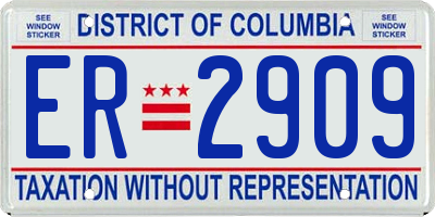 DC license plate ER2909
