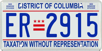 DC license plate ER2915