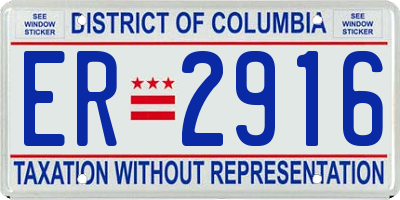 DC license plate ER2916