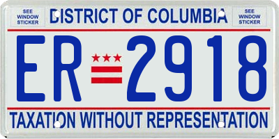 DC license plate ER2918