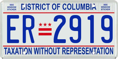 DC license plate ER2919