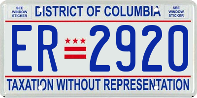 DC license plate ER2920