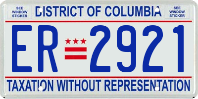 DC license plate ER2921