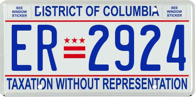 DC license plate ER2924