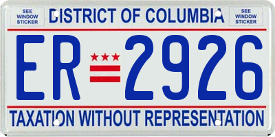 DC license plate ER2926