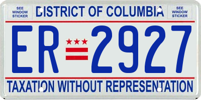 DC license plate ER2927