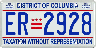 DC license plate ER2928