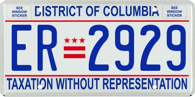 DC license plate ER2929