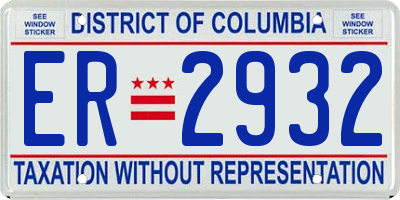 DC license plate ER2932