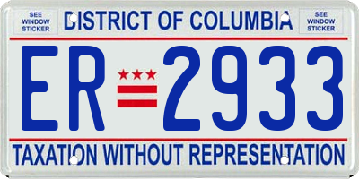 DC license plate ER2933