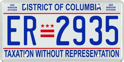DC license plate ER2935