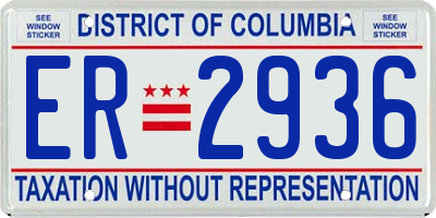 DC license plate ER2936