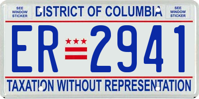 DC license plate ER2941