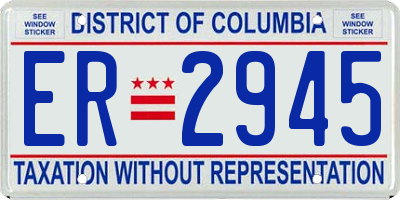DC license plate ER2945