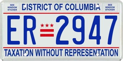 DC license plate ER2947