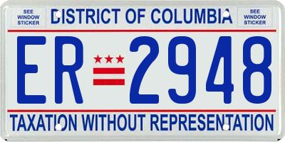 DC license plate ER2948