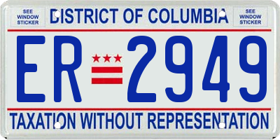 DC license plate ER2949