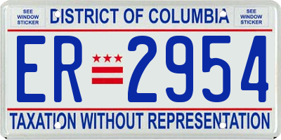 DC license plate ER2954