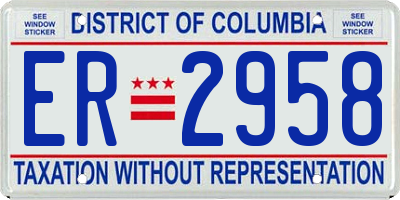 DC license plate ER2958