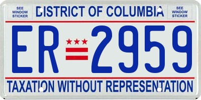 DC license plate ER2959