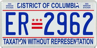 DC license plate ER2962