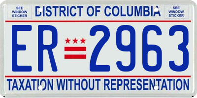 DC license plate ER2963