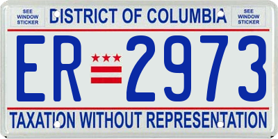 DC license plate ER2973