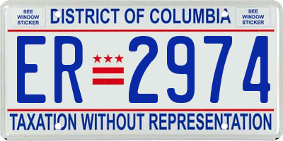 DC license plate ER2974