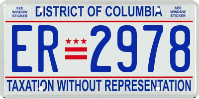 DC license plate ER2978