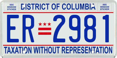 DC license plate ER2981
