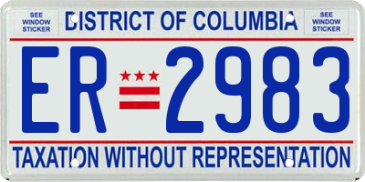 DC license plate ER2983