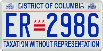 DC license plate ER2986