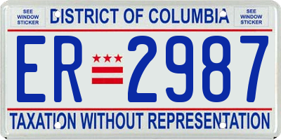DC license plate ER2987