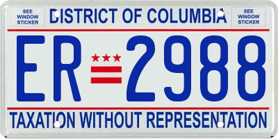 DC license plate ER2988