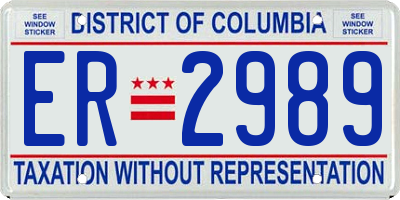 DC license plate ER2989