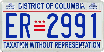 DC license plate ER2991