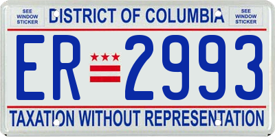 DC license plate ER2993