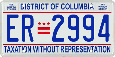 DC license plate ER2994