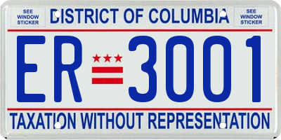 DC license plate ER3001