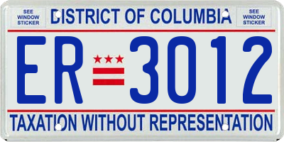 DC license plate ER3012