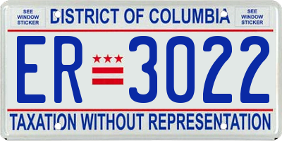 DC license plate ER3022