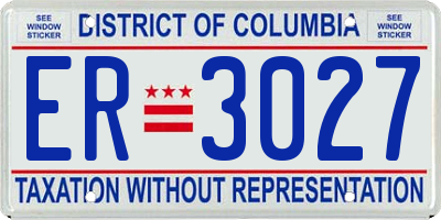 DC license plate ER3027