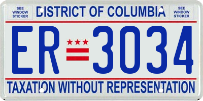 DC license plate ER3034