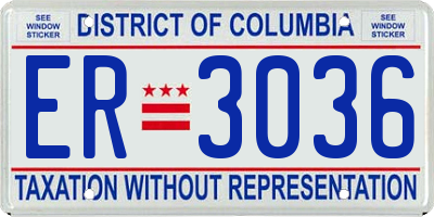 DC license plate ER3036