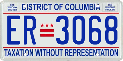 DC license plate ER3068