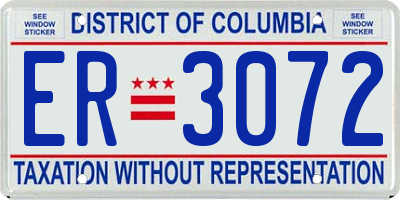 DC license plate ER3072