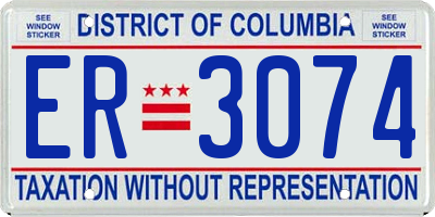 DC license plate ER3074