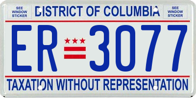 DC license plate ER3077