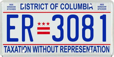 DC license plate ER3081