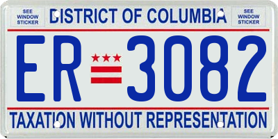 DC license plate ER3082